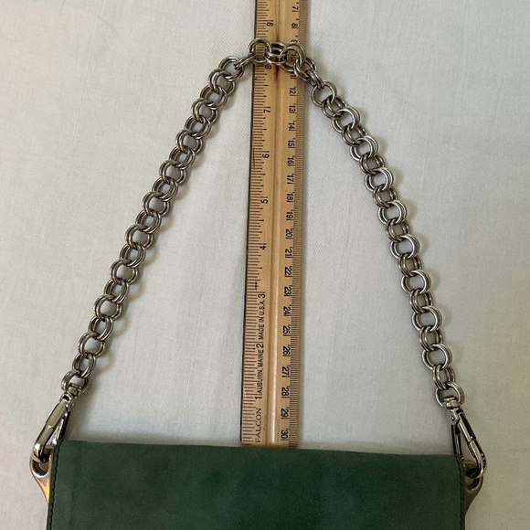 PRADA Camoscio Suede Metal Sound Bag Green - Picture 12 of 15